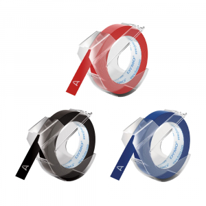 Set 3 x Etichete plastic embosabile DYMO Omega, 9mmx3m, asortat, 3buc/set, S08477500