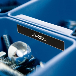 DYMO industrial, All purpose vinyl labels, 12mm x 5.5m, white on black, 18054355