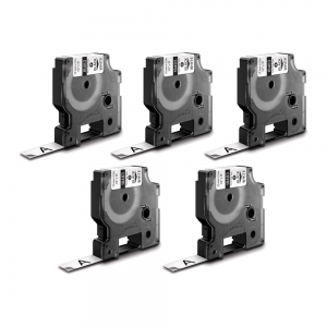 Etichete Poliester suprafete plane - Set 5 Etichete industriale poliester 12mm x 5.5m negru/alb DYMO ID1 18483 S0718210