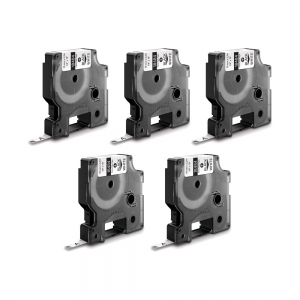 Etichete Poliester suprafete plane - Set 5 Etichete industriale poliester 19mm x 5.5m negru/alb DYMO ID1 18484 S0718220