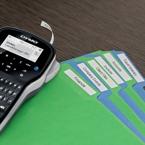 DYMO LabelManager 280P Label Maker,AZERTY S0968950 and 1 professional label box, 12 mmx5.5m, black/white, 169593