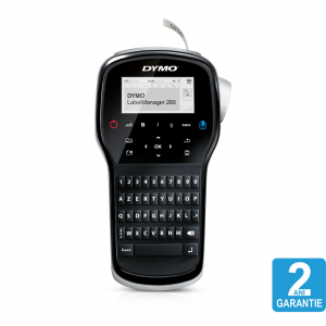 Aparat de etichetat (imprimanta etichete) DYMO LabelManager 280P, AZERTY, conectare la PC S0968950 si 1 banda industriala poliester D1, 12mm x 5.5m, negru/alb, 169598