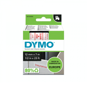 Banda etichete universala 12mm x 7m, Dymo LabelManager D1, rosu/alb S07205505