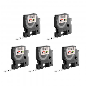 Set 5 x banda aparat etichetat Dymo LabelManager D1 9mm x 7m, negru/alb S07206800