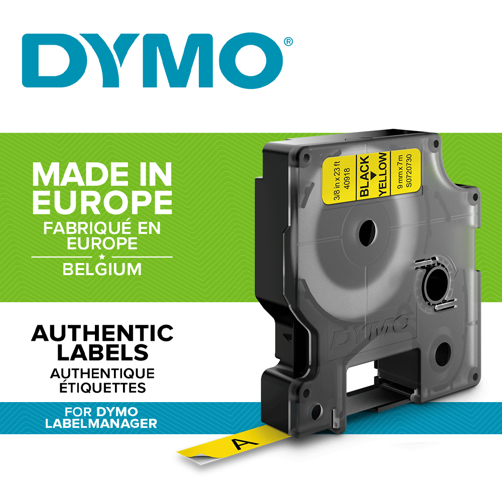 Label maker tape Dymo LabelManager D1 9mm x 7m, Black/Yellow S07207301