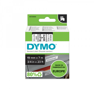 Banda 19mm x 7m imprimanta etichete Dymo LabelManager D1, negru/alb S07208307