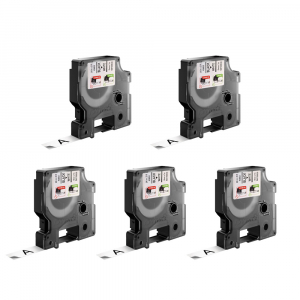 Set 5 x banda 19mm x 7m imprimanta etichete Dymo LabelManager D1, negru/alb S07208300