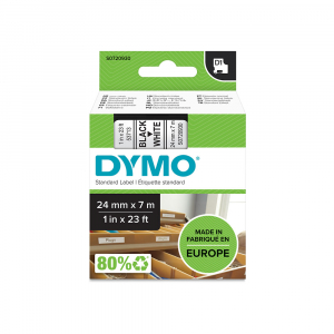 DYMO LabelManager D1 plastic labels, 24mm x 7m, black on white, 53713 S07209306