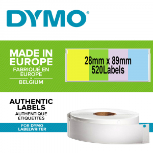 Set 4 x etichete adresa standard originale LabelWriter 28 x 89 mm, plastic semitransparent color (roz, galben, vernil, bleu), Dymo LW 99011 S07223806