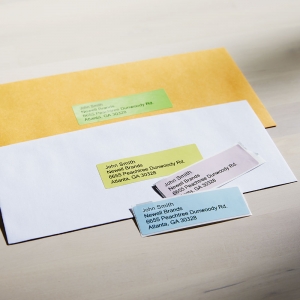 Set 4 x etichete adresa standard originale LabelWriter 28 x 89 mm, plastic semitransparent color (roz, galben, vernil, bleu), Dymo LW 99011 S07223801