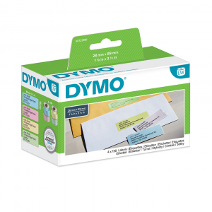 Set 4 x etichete adresa standard originale LabelWriter 28 x 89 mm, plastic semitransparent color (roz, galben, vernil, bleu), Dymo LW 99011 S07223808
