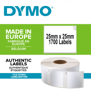 Etichete termice industriale, DYMO LabelWriter Durable, multifunctionale patrate, 25mmx25mm, polipropilena alba, 1 rola/cutie, 1700 etichete/rola, 19330831