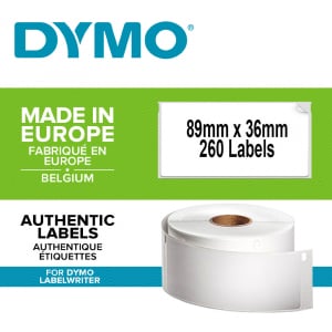 Etichete termice, DYMO LabelWriter, adrese mari, permanente, 89mmx36mm, hartie alba,1 rola, 260 etichete/rola, 1983172 99012R  S0722400 990120