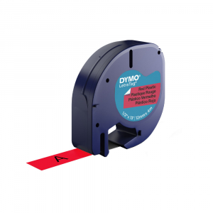 DYMO LetraTag red plastic, Labelling Tape, 12mmx4m, 91203, S07216307