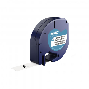 DYMO LetraTag Original labels white, plastic, 12mm x 4m, black/white, 91221, S072156016