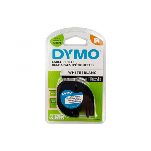 DYMO LetraTag Original labels white, plastic, 12mm x 4m, black/white, 91221, S072156017