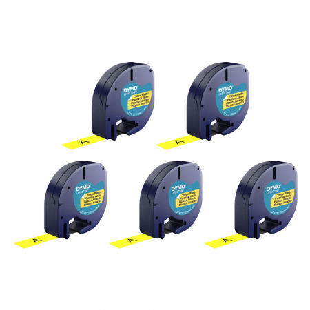 LetraTag Labels - Set 5 Original yellow plastic labels 12mm x 4m DYMO LetraTag 91202 S0721620
