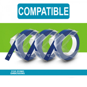 Set 3 x Banda etichete embosabile Omega, 9mm x 3m, albastru 520106 S08477401