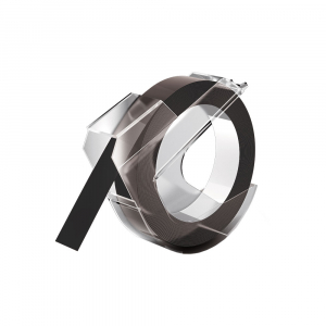 Banda etichete embosabile Omega, 9mm x 3m, negru 520109 S08477300