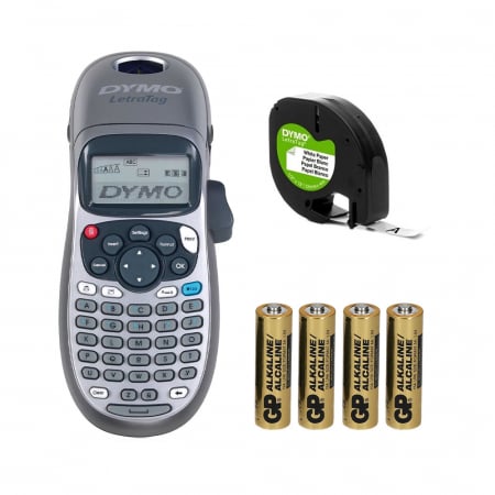 Letratag Label Printers - Dymo LetraTag LT-100H, ABC keyboard, included 4 x AA 1 tape Letratag labels white paper 2174577