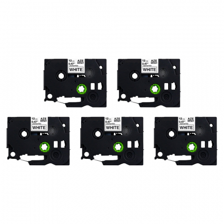 Etichete Brother TZe P-Touch - Set 5 Etichete compatible Brother TZe-231 High Quality 12mm x 8m Negru/Alb AIMO caseta neagra