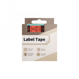 Etichete AIMO universale 12mm x 7m, negru/rosu, poliester adezive, transfer termic, AIMO D1600, 3D41, S0720570, 45017 [4]