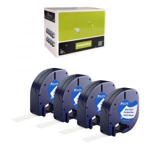 Etichete LetraTag Aimo Compatibile Dymo - Set 4 Etichete plastic alb 12mm x 4m compatibile Dymo Letratag 91221 91201 S0721660, functioneaza si cu Imprimanta AIMO P12