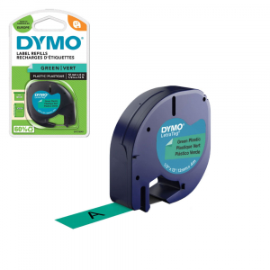 DYMO LetraTag plastic verzi, etichete originale, 12mm x 4m, 91204, S07216400