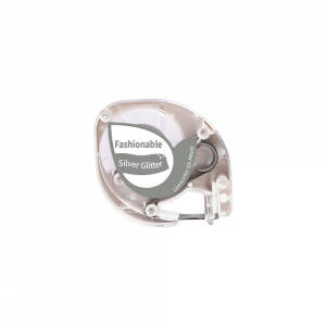 Etichete Aimo P12 compatibile Letratag - Etichete sclipici Dymo Letratag alb/argintiu compatibile 12mm x 4m AIMO S0721730 DY91208