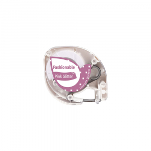 Etichete Aimo P12 compatibile Letratag - Etichete sclipici Dymo Letratag alb/roz compatibile 12mm x 4m AIMO S0721630 91203