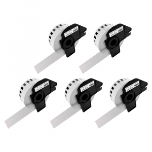 Labels - Set 5 Narrow continuous labels DK-22210 29mm x 30.48m plastic holder included compatible Brother DK-22210 DK22210