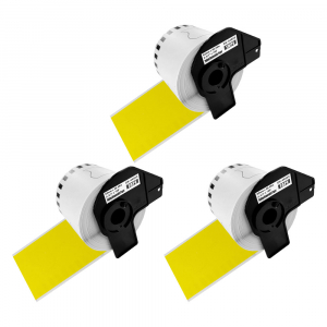 Labels - Set 3 Labels modul continuu DK-44605 yellowe repozitionabile 62mmx30.48m plastic holder included compatible Brother DK-44605 DK44605