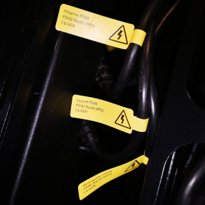 F-label tags for cables 25 x 30mm + 40mm yellow, polypropilene, for printers M110/M200, 100 pcs/roll6