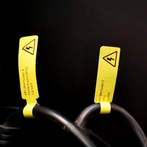 F-label tags for cables 25 x 30mm + 40mm yellow, polypropilene, for printers M110/M200, 100 pcs/roll5