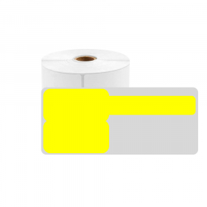F-label tags for cables 25 x 38mm + 40mm yellow, polypropilene, for printers M110/M200, 100 pcs/roll0