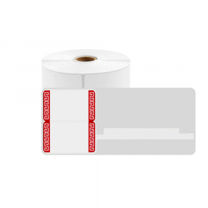Jewelry thermal labels 30 x 25mm + 45mm preprinted red edges, white plastic, for printer M110/M200, 100 pcs/roll0