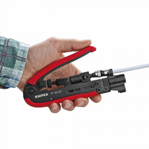 Cleste sertizat prin compresie mufe F, BNC, RCA cablu coaxial KNIPEX 97 40 20 SB, 175 mm1