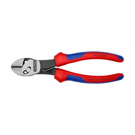 Cable cutters - KNIPEX TwinForce, High Performance Diagonal Cutters with opening spring, 180mm, multicomponent handle, Ø 5,5 mm, KNIPEX 73 72 180 F