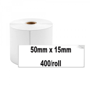 Etichete termice universale 50 x 15mm, plastic alb, permanente, 1 rola, 400 etichete/rola, pentru imprimanta M110 si M2001