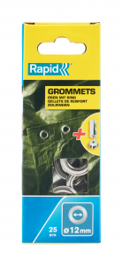 Rapid Grommets diameter 12mm, steel with silver finishing, with fixing system, 25 pcs/set 50004130