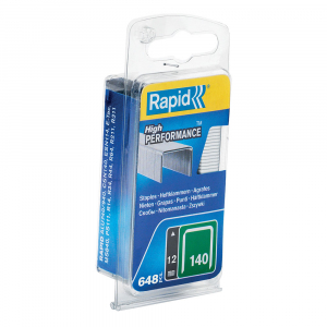 Rapid 140/12 High Performance staples, galvanised flat wire, High Performance, packaging, 648 staples/blister 401095160
