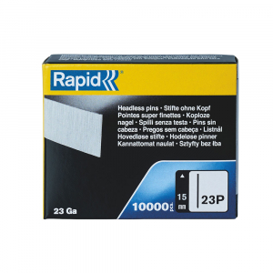 Rapid 23P/15 Galvanized Headless Micro Pins, High Performance, 15mm, doors framing, 10000 pins/box 50013586