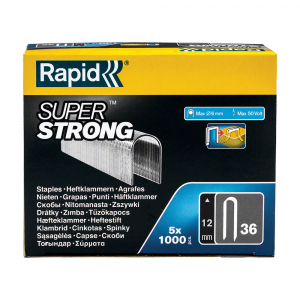 Capse Rapid 36/12 mm pentru cabluri, Super Strong, galvanizate, semicirculare, divergente DP, 5x1000 capse/cutie 5000511 [9]
