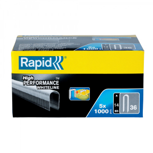 Capse albe Rapid 36/14 mm pentru cabluri, High Performance, galvanizate, semicirculare, divergente, 5000 capse/cutie 11886911 [9]