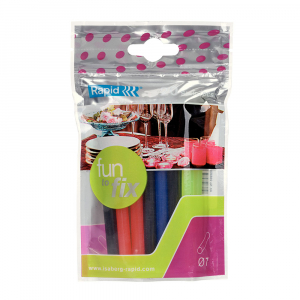 Rapid 7 mm Glue Sticks Fun to Fix Arts and Crafts (red, black, dark blue, light green) Universal, Ø7mm x 100mm, EVA basis, 20 pcs/bag 238359008