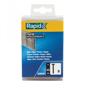Rapid 8/40 Galvanized Brad Nails, High Performance, 40mm, 2800 nails/plastic box 500018511