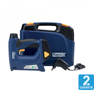 Rapid BTX140 Li-Ion Cordless Staple Gun kit, for packaging, for staples and brads, Adjustable Power control, Safety nose, Dual magazine, staple Rapid 140/6-14mm, brads Rapid 8/15mm 50013871