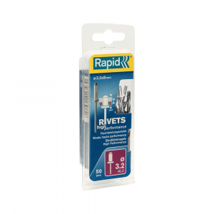 Nituri Rapid High Performance diametru 3.2mm x 8mm, aluminiu, burghiu metal HSS inclus, 50 buc/set 5000383 [16]