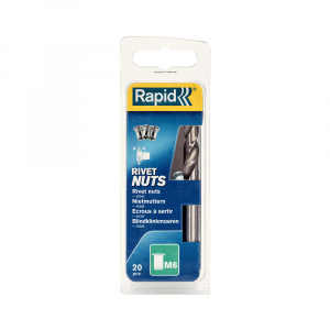 Piulite nit Rapid - Piulite Nit Tubulare cu filet interior Rapid M6, diametru 9mm, otel cromat, burghiu HSS inclus, 20 buc/blister 5000673