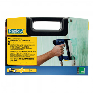 Rapid Pneumatic Staple Gun PS111 staples 140/6-16mm, 300 pcs 140/10mm staples, hex wrench, 3 pneumatic fittings, 2 year quarantee, 50000528